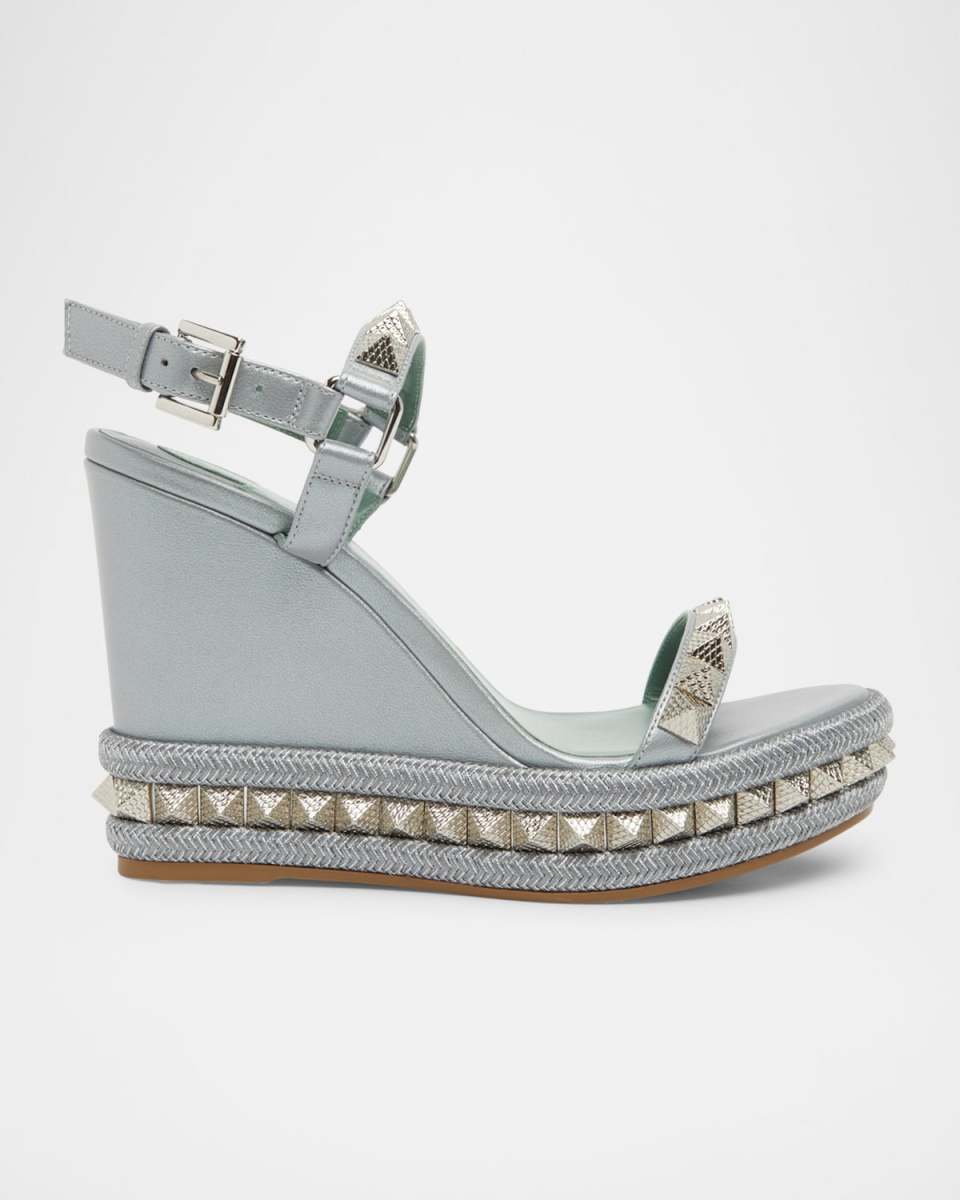 Pyraclou Metallic Spike Red Sole Wedge Sandals